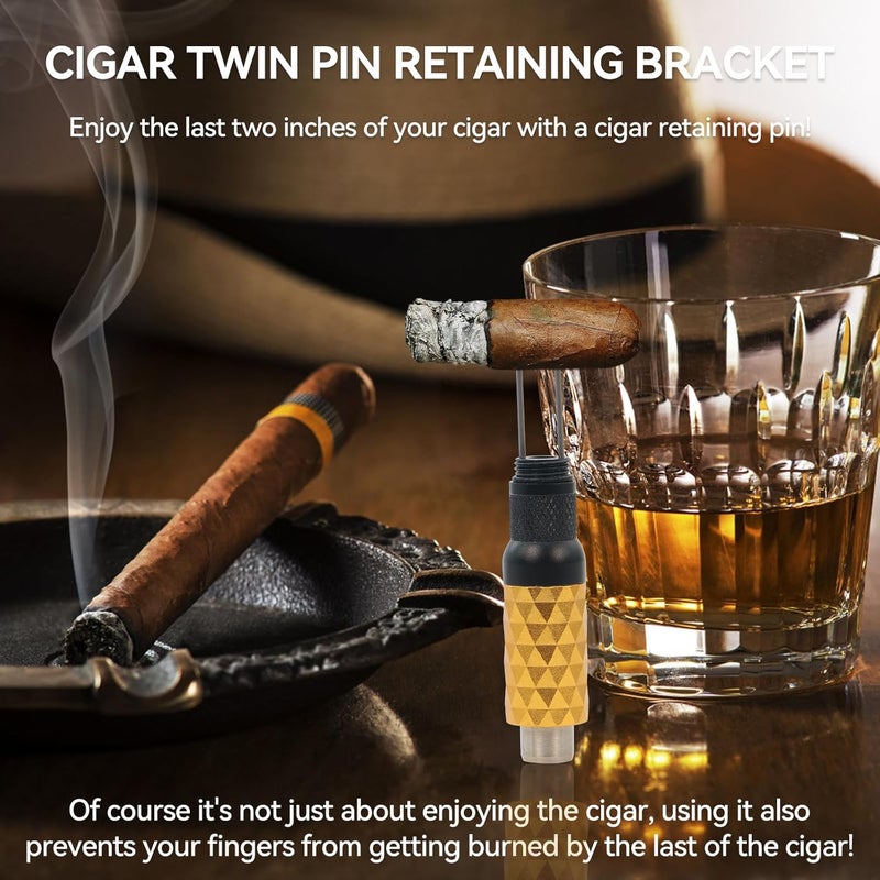 CaLeQi Cigar Punch Cigar Draw Enhancer and Cigar Nubber 4 in 1 The Cigar Punch for All Cigars is a Practical and Essential Cigar Accessories for Cigar Lovers Great Gift for a Man （Black Gold） - Image 4